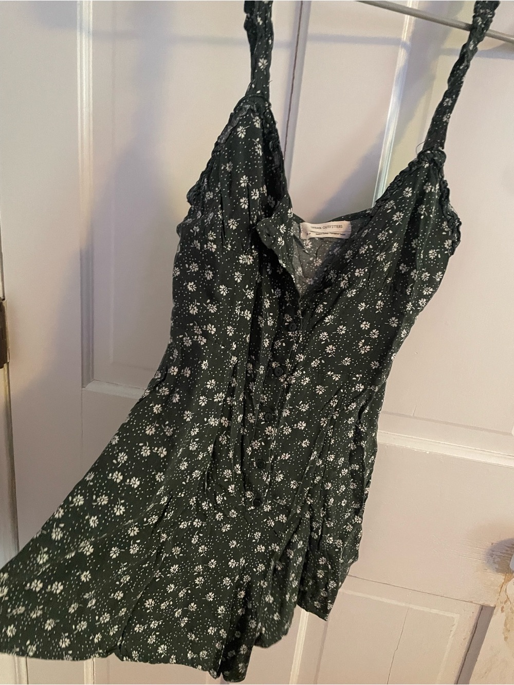 Urban outfitters Dark Green Floral Button-Front Romper